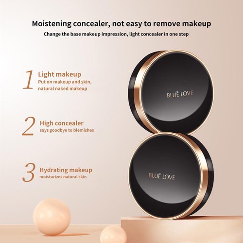 BLUE LOVE Air Cushion BB Cream Liquid Foundation, Lightweight Tinted BB Cream Makeup Long Lasting Concealer, BB cream Tinted Moisturize Foundation for Face Makeup and Mature Skin(01 Ivory White)