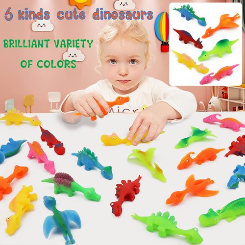 30 Pcs Slingshot Dinosaur Finger Toys, catapult toys as fun as slingshot chicken, cute shapes, more colors, Great for Flying Games and Party Favors.