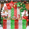 AIBIIN 140pcs Christmas Party Balloon Set, Merry Christmas Balloons with Christmas Xmas Table Skirts and Christmas Foil Fringe Tinsel Curtains for Winter Holiday Party Decorations