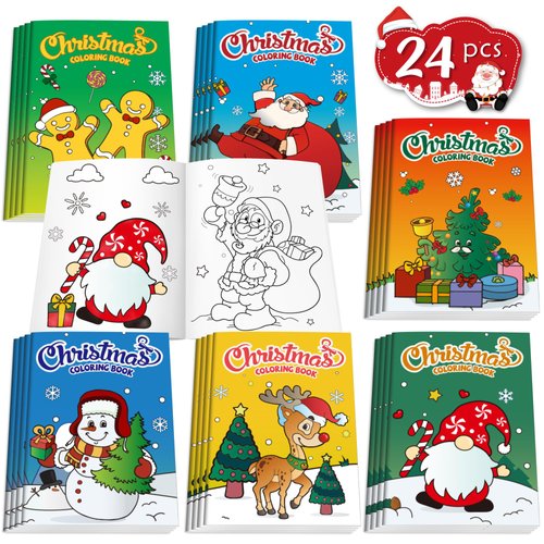 D-FantiX 24Pack Christmas Coloring Book for Kids, Christmas Party Favors for Kids, Holiday Activi...