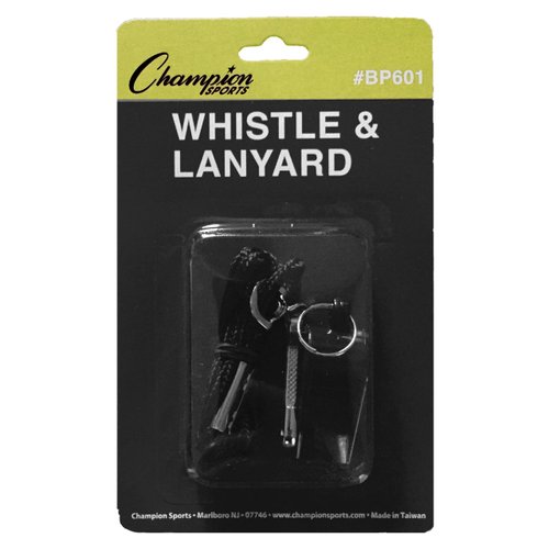 Champion Sports Plastic Whistle with Lanyard - 12 Pack