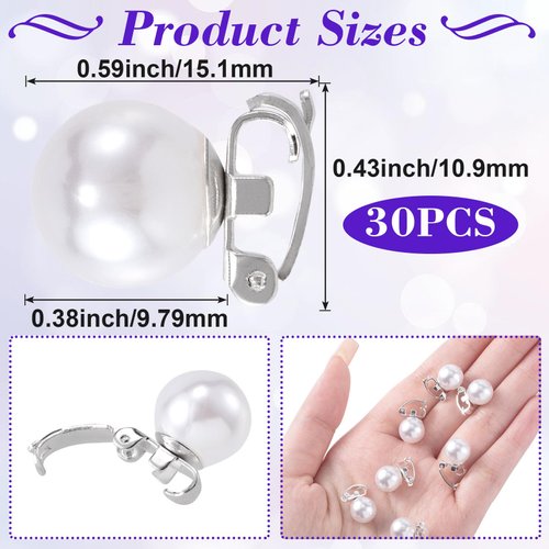 OIIKI 30PCS White Mini Pearl Hair Clips, Women Hair Pearls Barrettes, Elegant Brides Pearl Hair Pins, Cute Decorative Hair Accessories for Daily Use, Wedding, Parties
