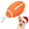 Nobleza Dog Football, Interactive Lightweight Tough Squeaky Dog Toys That Float and Bounce for Teething and Teeth Cleaning, Natural Rubber Durable Football Dog Toy for Small and Medium Breeds, Orange