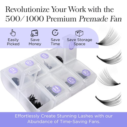 BEYELIAN 500 Fans Premade Fans Eyelash Extensions 0.07mm 20D C/D Curl Volume Lash Extensions Pre Made Fans Lash Extensions Handmade Promade Loose Fans Thin Base 9-16mm Mixed