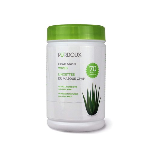 PURDOUX 100% Cotton CPAP Mask Wet Wipes Unscented with Aloe Vera, 70 Wipes