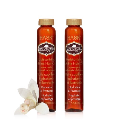 HASK MACADAMIA Moisturizing Hair Oil Vials for shine and frizz control - Pack of 2