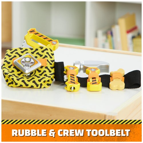 Rubble & Crew, Rubble’s Construction Tool Belt, with 6 Piece Kids Tool Set, Pretend Play Costume with Kids Toys for Ages 3 and Up