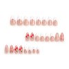 DOCVOEOMH Press on Nails Almond Shaped Short Medium Rhinestones French White Acrylic Fake Nails with Cherry Design Glue on Glossy Full Cover Artificial False Stick on Nail for Girl Women Wedding 24Pcs