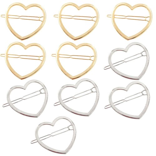 10 Pcs Hollow Smooth Love Heart Hair Pins Clip - Fashion Cute All-Match Hairpin Side Clamp Liu Hai Horse Tail Clip for Women Lady