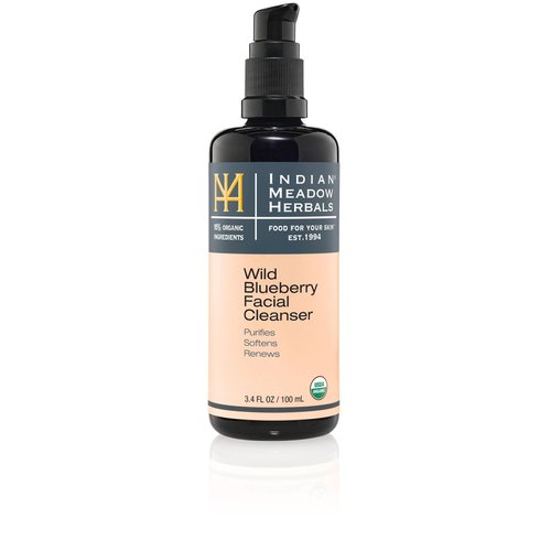 Indian Meadow Herbals Wild Blueberry Facial Cleanser (3.4oz) - Purifying Cleanser Softens, & Renews Skin – Acts as Make-Up Remover