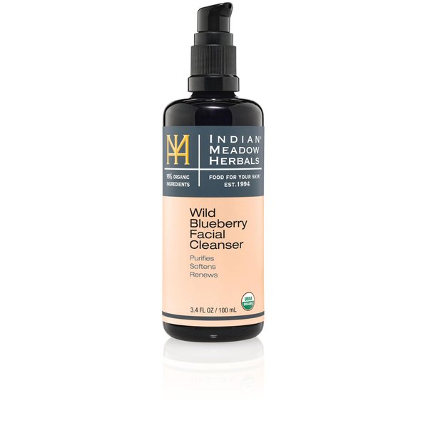Indian Meadow Herbals Wild Blueberry Facial Cleanser (3.4oz) - Purifying Cleanser Softens, & Renews Skin – Acts as Make-Up Remover