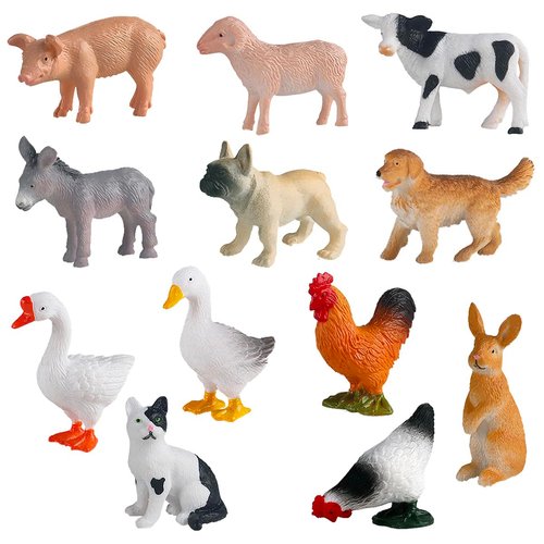 12Pcs Farm Animal Toys, Realistic Mini Plastic Farm Animal Figurines Toys for Kids, Toddlers Barn Animals Playset Farm Animal Figures Educational Learning Toy Set for Cake Topper Easter Egg Fillers