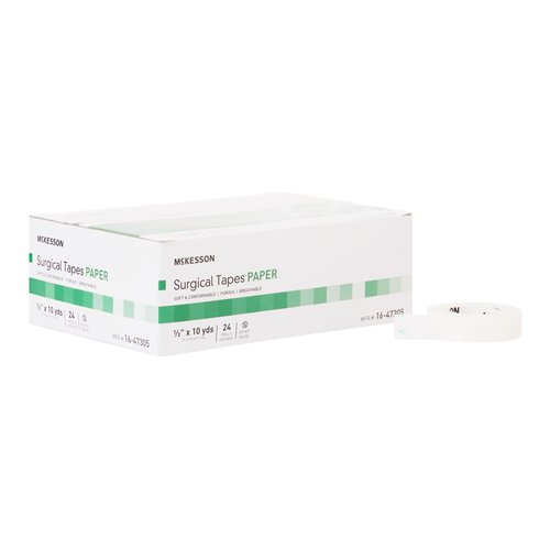 McKesson Surgical Tape, Non-Sterile, Air Permeable Paper, 1/2 in x 10 yd, 24 Count