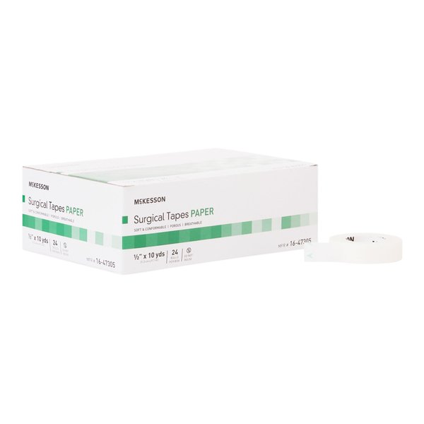 McKesson Surgical Tape, Non-Sterile, Air Permeable Paper, 1/2 in x 10 yd, 24 Count