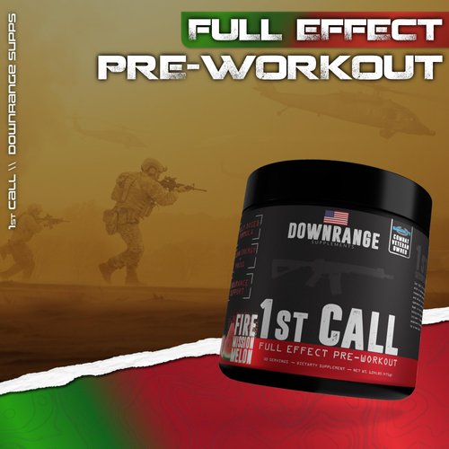 DownRange 1st Call Pre Workout Powder, Preworkout for Men & Women, Amino Acid Beta Alanine & Caffeine for Pump, Energy and Focus Support, 30 Servings (Strawberry Watermelon)