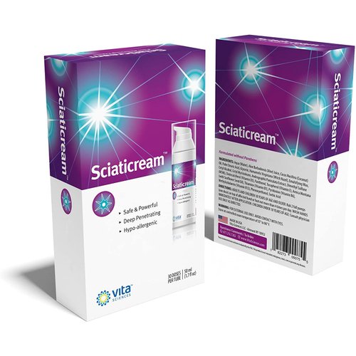 Vita Sciences SciatiCream - Cream for Sciatic Nerve Support with Arnica, B1, B5, B6, MSM, Aloe and Coconut Oil. Fast Acting Soothing Formula…