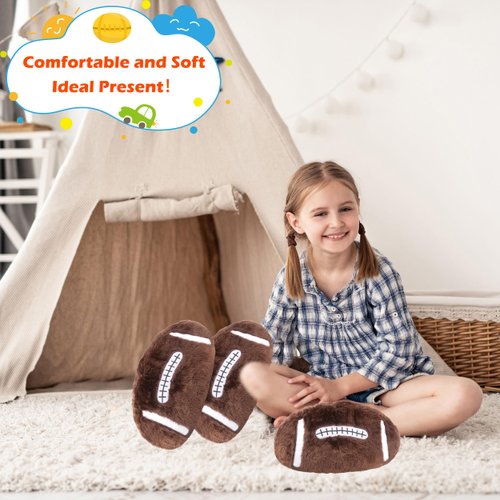 Conagel 3 Pcs Sports Throw Pillows Soft Plush Fluffy Basketball Football Baseball Cushion Pillows Cute Stuffed Sports Pillow for Home Room Bedroom Sofa (Football)