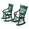 Dollhouse Miniature Rocking Chair 1:12 Scale Wooden Furniture Accessories Tiny Mini House Home Outdoor Cake Topper Decoration Model Living Room Scene Christmas Craft Displays (Green, 1)