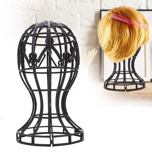 YUYTE Wig Stand, Portable Wig Stand Holder Wig Display Stand, Professional Holder Wig Head Stand Hatstand Travel Wig Stand for All wigs and Hats[Black]