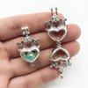 10pcs Silver Pearl Cage Locket Pendants, Essential Oil Diffuser DIY Necklace Bracelet Jewelry Making Craft, Bulk Beads Aromatherapy Diffuser Charms Gifts for Women Girls (MOM Heart)