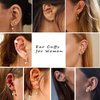 CASSIECA Women's Adjustable Non-Piercing Ear Cuffs Earrings Clip On Cartilage Helix Wrap Ear Jewelry Set