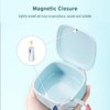 Stylish Denture Bath Cup with Vent Holes, Big Retainer Case with Magnetic Closure, Transparent Aligner Cleaning Case, Vented False Teeth Container (Dark Grey)