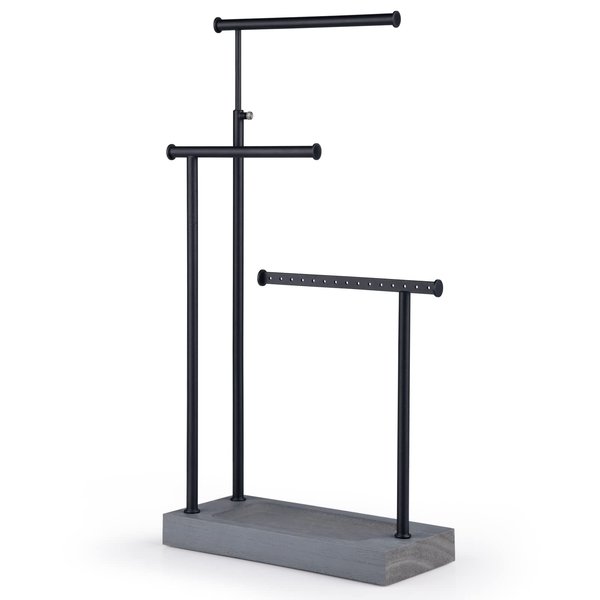 SRIWATANA Jewelry Organizer Display Extra Tall Necklace Holder 3 Tier Jewelry Tree Stand (Weathered Grey & Black)