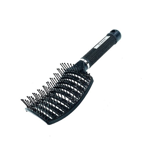 UltimateBrush Hair Brush, Curved Vented, for Thick Long Hair, Detangling Massage Brush for Women or Men, Fast Drying Blow Dryer Brush, Black