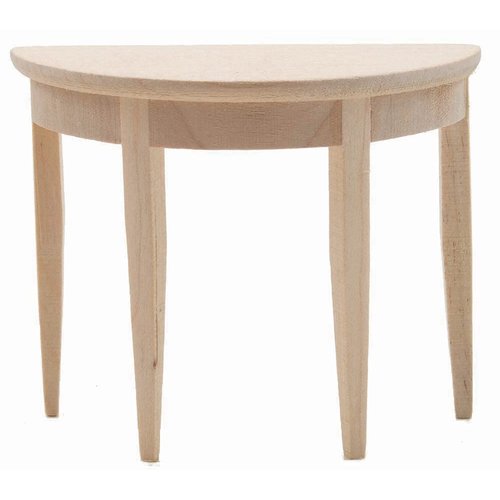 Dollhouse Miniature Half Round Side Table (Unfinished)
