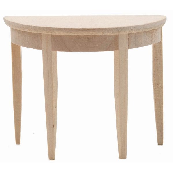 Dollhouse Miniature Half Round Side Table (Unfinished)