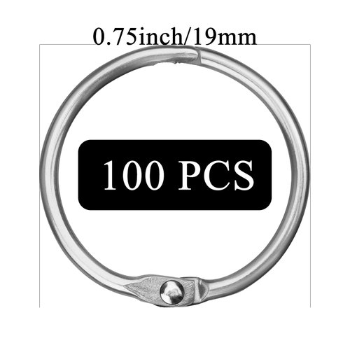 HAUTOCO 100pcs 0.75 Inch Loose Leaf Binder Rings, 3/4" Nickel Plated Metal Book Rings Keychain Key Rings for Flash Cards, Index Cards, Notebooks, School, Office, Home