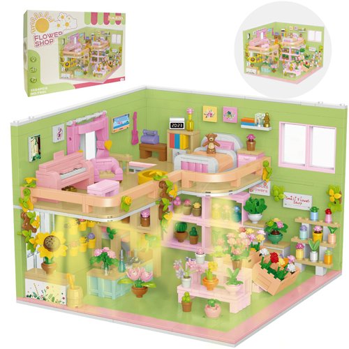 TUNJILOOL Flower Shop Building Blocks 1224pcs Flower Construction Building Set with LED Light, Collectible Display Model Creative Gift for Teens and Adults(Flower Shop)