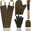 5 Piece Self Tanning Mitt Applicator Set with Self Tan Glove Tanning Back Lotion Applicator Tanning Brush Tan Face Mitt Exfoliating Glove, for Self Sunless Tanning Tan (bronze)