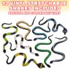 ArtCreativity Vinyl Stretch Toy Snakes, Pack of 12, Stress Relief Fidget Sensory Toys for Kids, Real Look Scales, Reptile Birthday Party Favors, Fake Prank Prop, Goodie Bag Fillers for Boys and Girls