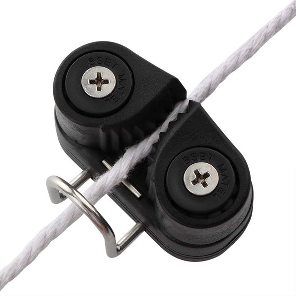 VTurboWay Cam Cleats with Wire Flaired Leading Ring(Black), Plastic Cammatic Cleats, Composite 2 Row, Boat Pilates Equipment Fast Entry, Maximum for line:15mm Diameter，Minimal for line:3mm Diameter