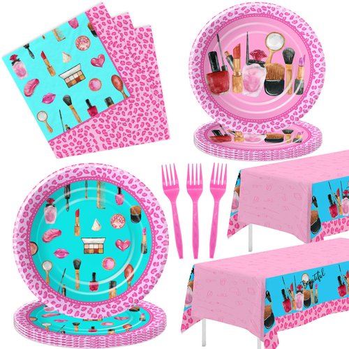 HIPVVILD Spa Party Decorations Tableware For Girls, Spa Makeup Birthday Party Supplies, Spa Party...