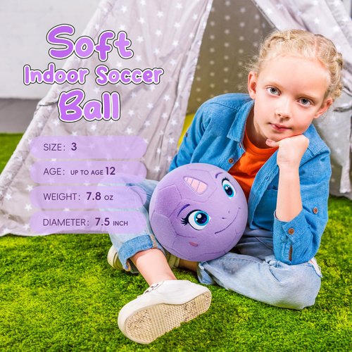 VangeBow Silent Indoor Soccer Ball, Inflatable Soft Toddler Soccer Ball Gifts for Toddlers 1-3, Stuffed Baby Soccer Ball Toys for Kid 3-5 Year Old Girl Boy First Birthday Gift (Unicorn, Pump Include)