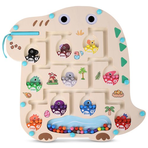 Lasoba Dinosaur Toys for Kids 3-5, Magnetic Color and Number Maze, Toddler Toys for Ages 2-4, Montessori Learning Toys for Toddlers, 2 3 4 5 Year Old Birthday Gifts for Girls and Boys
