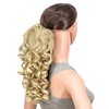 SWACC 12-Inch Short Screw Curls Claw Clip Ponytail Extensions Synthetic Clip in Drawstring Curly Ponytail Hairpiece Jaw Clip Hair Extension (Dark Honey Blonde/Bleach Blonde Highlights-16H613#)