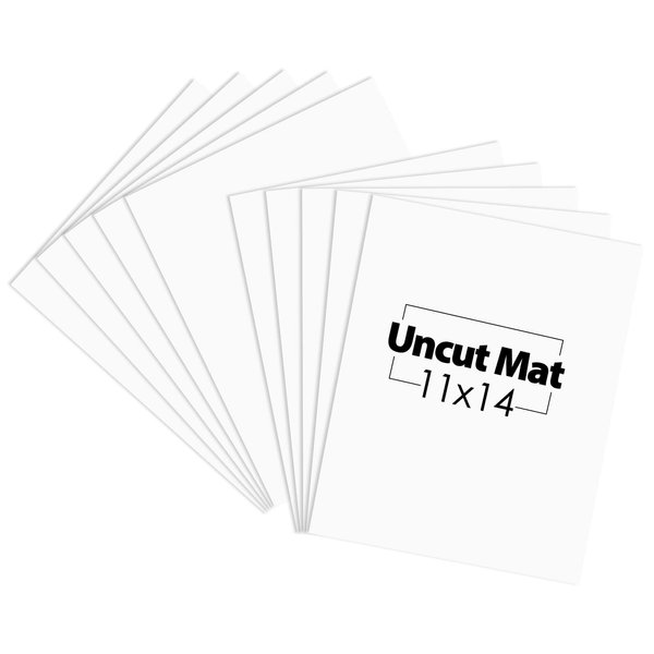 Mat Board Center, 11x14 White Color Uncut Photo Mat Boards - 1/16" Thickness - for Frames, Prints, Photos and More (10 Pack)