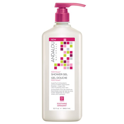 Andalou Naturals 1000 Roses Soothing Shower Gel, Value Size, 32 Ounce