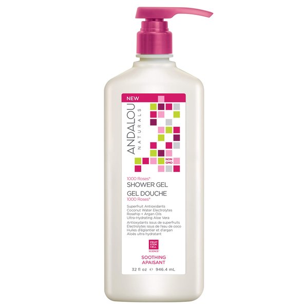 Andalou Naturals 1000 Roses Soothing Shower Gel, Value Size, 32 Ounce