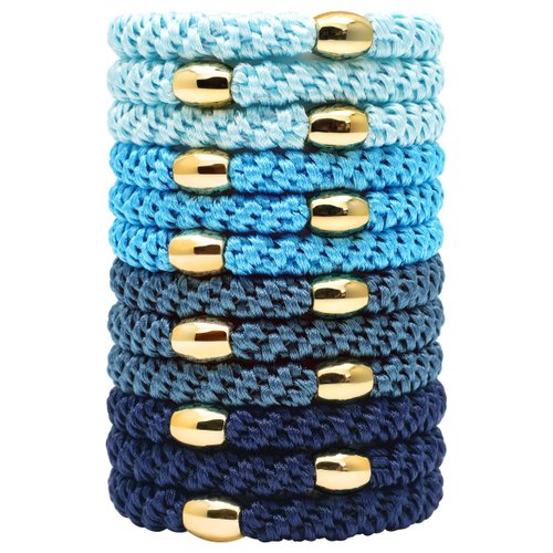 Qooocy Hair Tie Bracelets, Hair Ties for Women Girl, Ponytail Holders for Thick Hair, Superior Strong Stretchy Braided Hair Ties, No Slip Damage Crease Hair Bands-12Pcs, Blue