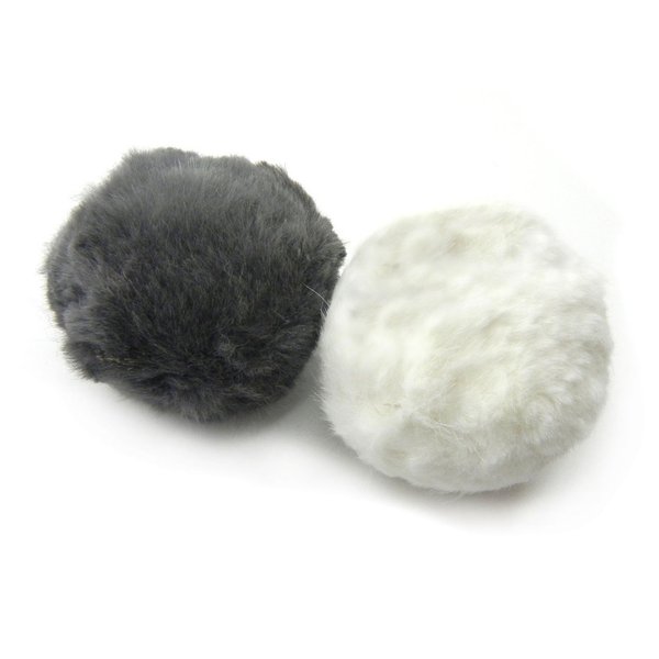Real Rabbit Fur Rattle Ball Cat Toy - 2 Pak