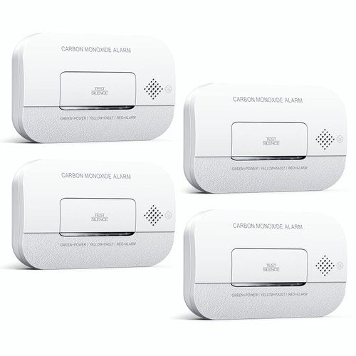 Ecoey Carbon Monoxide Detectors, 10-Year CO Detector with Human Alarm Sounds and Test Button, Carbon Monoxide Alarm with Electrochemical Technology and Low Battery Signal for Home, FJ127, 4 Packs