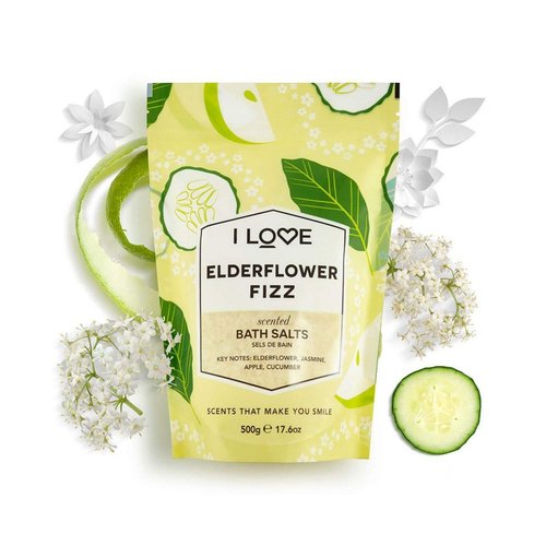 I Love Signature Glazed Raspberry Scented Bath Salts, With 99% Naturally Derived Ingredients, Lightly Fragranced Leaving Skin Feeling Silky & Smooth, Vegan-Friendly - 500g