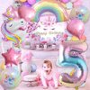 Unicorn Balloons Unicorn Birthday Party Decorations for Girls Foil Balloons Set Macaron and Rainbow Balloon Wedding Baby Shower Party Supplie (number 5)