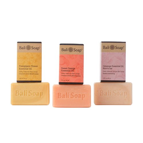 Bali Soap - Tropical Fresh Natural Soap Bar with Premium Essential Oil - Handmade, Vegan, Soap for Body and Face, Plant Based Cold Process 3pc Variety Soap Pack, 3.5oz Bars