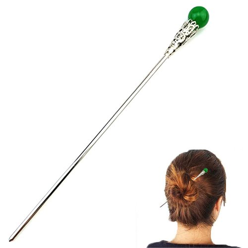 YILE Chinese Hair Sticks, Hair Chopsticks for Long Hair, Vintage Pearl Hairpin for Buns, Handmade Hair Accessories for Women Lady Girls (Green)