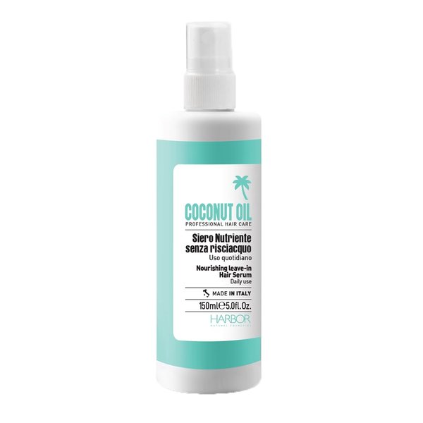 Harbor Coconut Oil Professional Hair Care – Siero Nutriente senza Risciacquo Uso Quotidiano, Nourishing Serum Without Rinsing 150 ml (5.0 Fl Oz), 1 unit - Made in Italy [italian import]